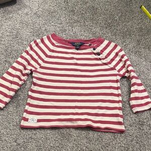 Polo by Ralph Lauren Kids Maroon and White Striped Long Sleeve Tee